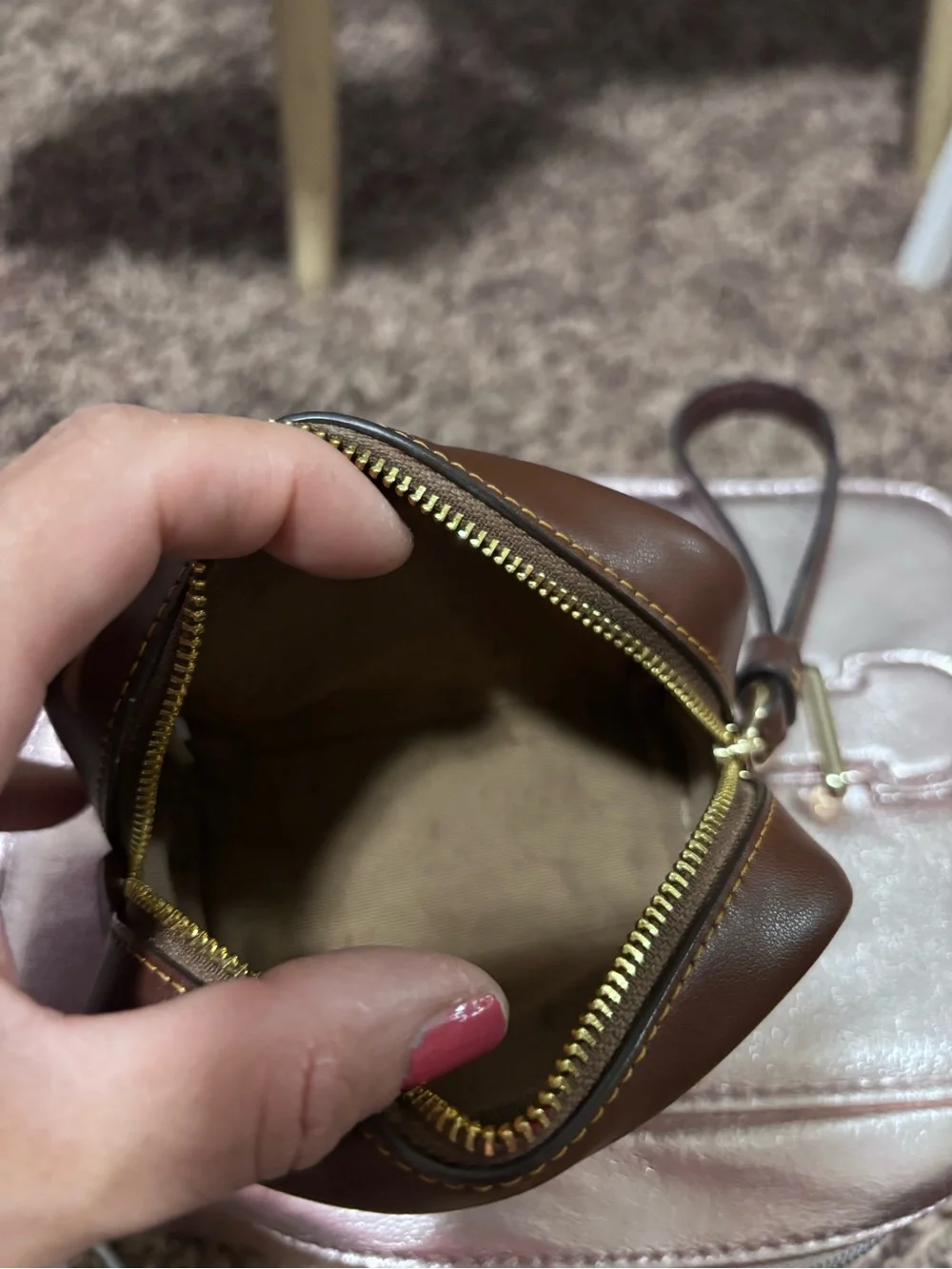 Coach Tan/Brown Signature Mini Crossbody Bag